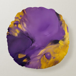 Coussins Ronds Résumé abstrait violet et or