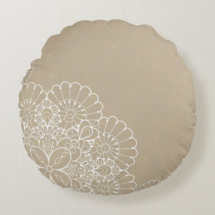 Coussins Ronds Rétro arrière - plan avec l'ornement de dentelle