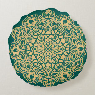 Coussins Ronds Rétro Boho Chic Bohème Hippie Rosette Mandala