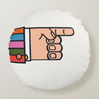 Coussins Ronds Retro Bright Fun Pointing Hand Round Pillow