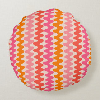 Coussins Ronds Retro Dessin- rose& orange