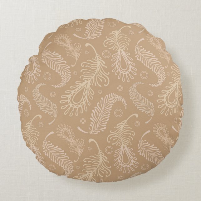 Coussins Ronds Rétro-feater-pâle-motif (Devant)