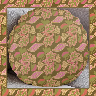 Coussins Ronds Retro leaves in bohem patterndesign