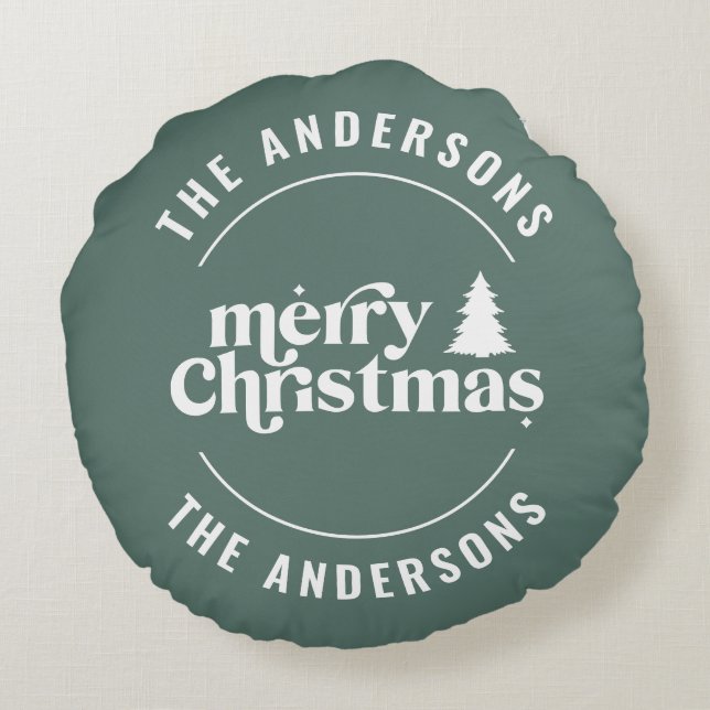 Coussins Ronds Rétro Sage Vert Noël Moderne Minimal Unique (Dos)