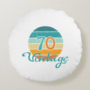 Coussins Ronds Retro Sunset 70 Vintage en détresse