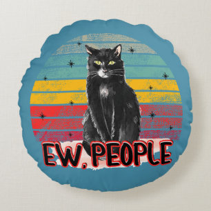 Coussins Ronds Retro Vintage Chat Noir Ew
