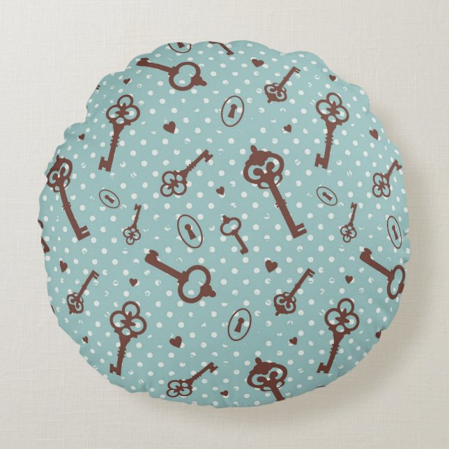 Coussins Ronds Rétros clés de Valentine (Devant)