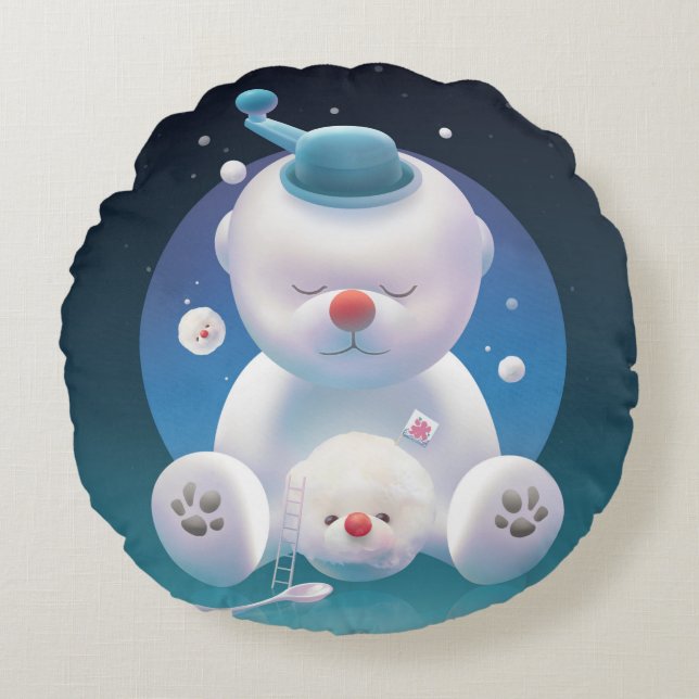 Coussins Ronds Rêve de Bichon Ice Shaver (Devant)