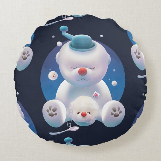 Coussins Ronds Rêve de Bichon Ice Shaver (Devant)