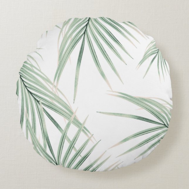Coussins Ronds Rêve des Feuilles de palmiers verts #3 #tropical # (Devant)