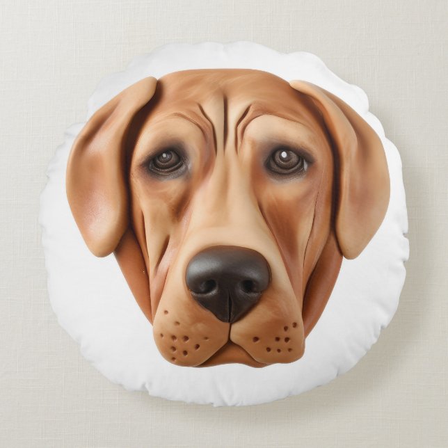 Coussins Ronds Rhodesian Ridgeback Chien 3D Inspiré (Devant)