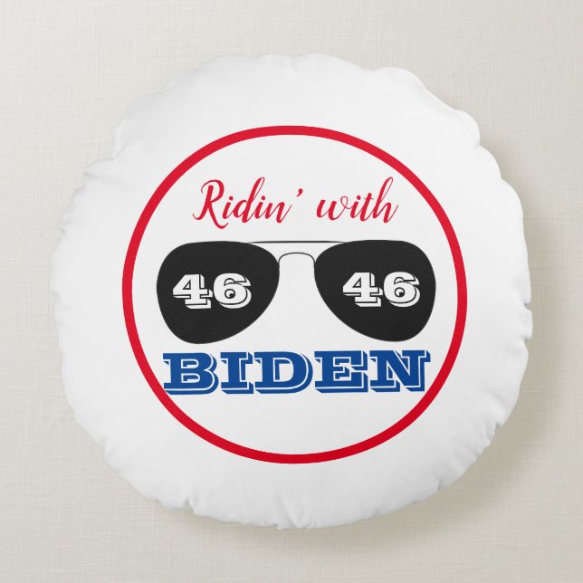 Coussins Ronds Ridin' avec Lunettes de soleil Biden 46 Aviator (Devant)