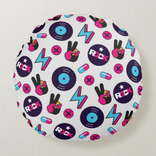Coussins Ronds Rockin' Hippie : Vinyl Vintage Motif