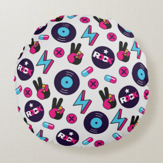 Coussins Ronds Rockin' Hippie : Vinyl Vintage Motif