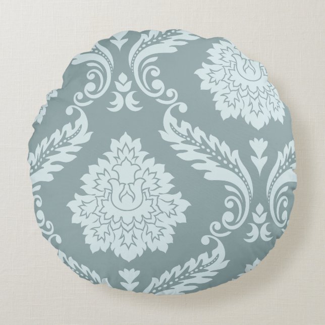 Coussins Ronds Rococo Damask Art I Duck Egg Blue+Teal (Devant)