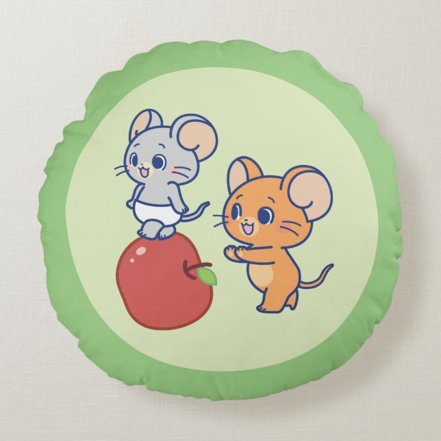 Coussins Ronds Rollage Anime Tuffy et Jerry Apple (Devant)