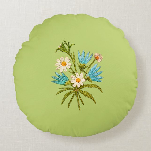 Coussins Ronds Romantic Flower – Botanical Fantasy Bouquet Pillow (Devant)