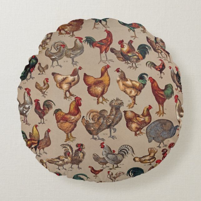 Coussins Ronds Rooster Poulet de la ferme Pays Animal (Devant)