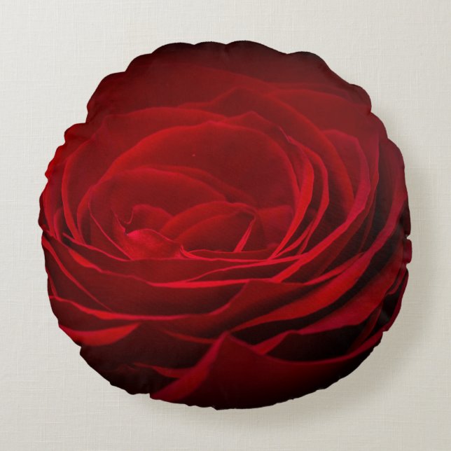 Coussins Ronds Rose De Sang Rouge Profond Sur Noir (Devant)