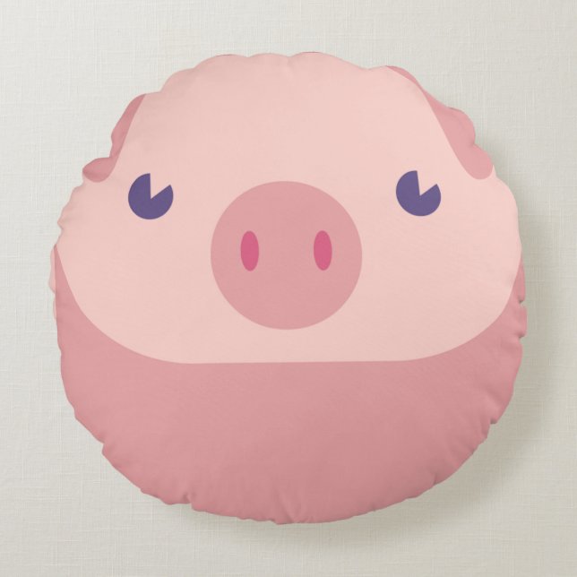 Coussins Ronds Rose Piggy Cute Avec Une Queue Sur Le Dos (Devant)