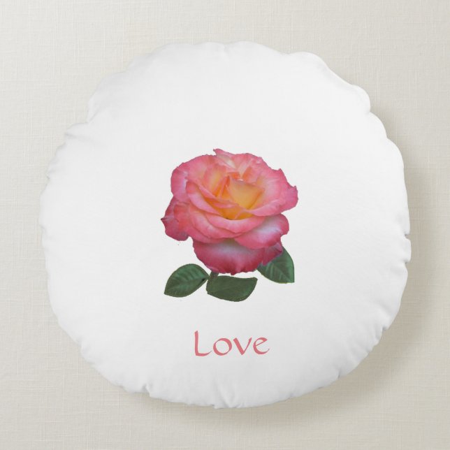 Coussins Ronds Rose rose sur blanc (Devant)