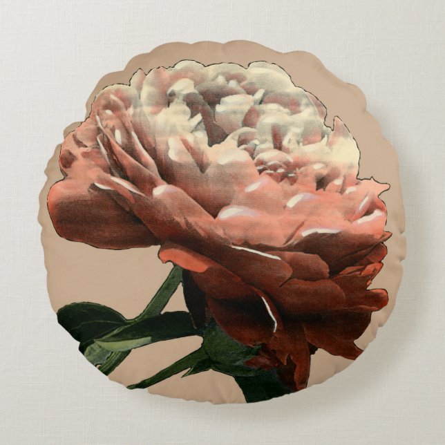 Coussins Ronds Rose rouge rubis aux accents blancs (Devant)