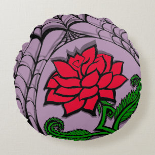 Coussins Ronds Rose Spiderweb Pastel Goth Citation