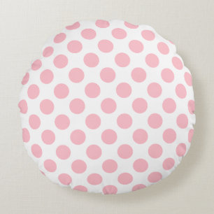 Coussins Ronds Rose sur blanc grand Pois
