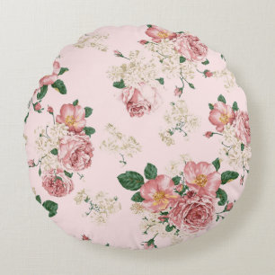Coussins Ronds Rose sur rose Vintage floral 