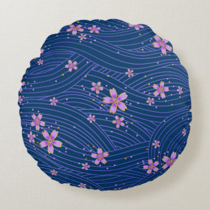 Coussins Ronds rose violet et bleu