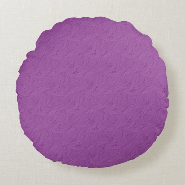 Coussins Ronds Roses Embossés, Lilac Purple - Oreiller À Jeu Rond (Devant)