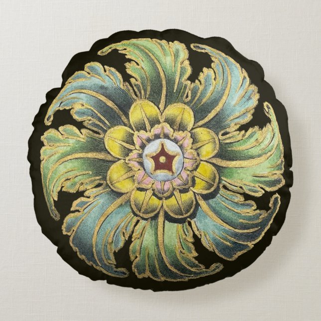 Coussins Ronds Rosette architecturale antique n° 1 (Devant)