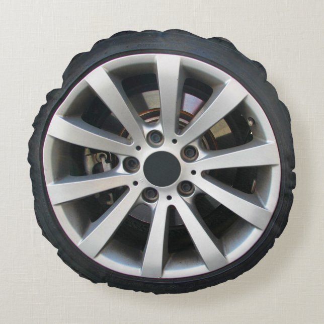 Coussins Ronds Roue et pneu de voiture (Devant)