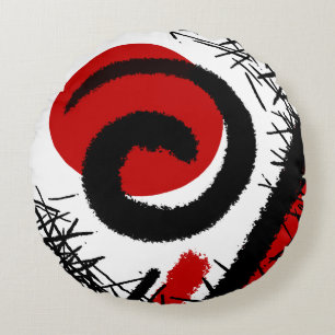 Coussins Ronds Rouge et noir moderne Abstrait