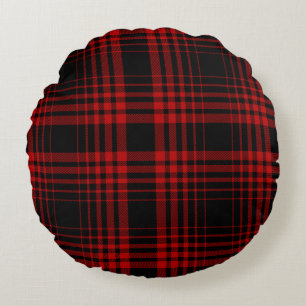Coussins Ronds Rouge et noir tartan plaid écossais patte transpar