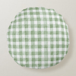 Coussins Ronds Rouge rayé carreaux blanc crème vert