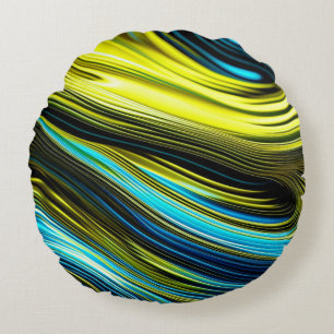 Coussins Ronds Rouleaux de soie et de satin Abstraits bleu et or