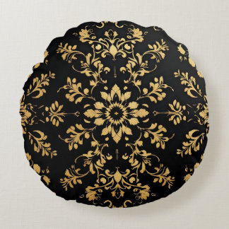 Coussins Ronds Round Pillow black yellow pattern