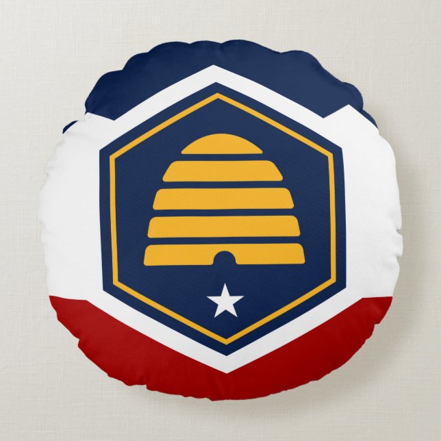 Coussins Ronds Round Throw Pillow with new flag of Utah, USA (Devant)