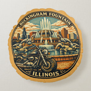 Coussins Ronds Route 66 Mother Road Chicago Literie