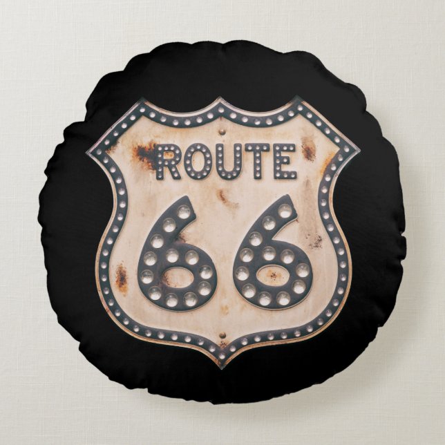 Coussins Ronds Route Vintage 66 (Devant)