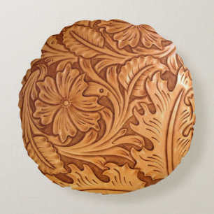 Coussins Ronds Rustique brun pays occidental en cuir