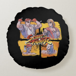 Coussins Ronds Ryu contre Ken et Adon contre Sagat