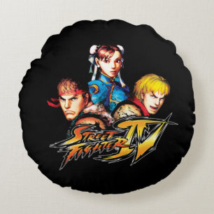 Coussins Ronds Ryu, Ken et Chun-Li