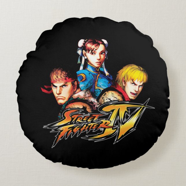Coussins Ronds Ryu, Ken et Chun-Li (Devant)