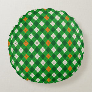 Coussins Ronds Saint Patrick's Day argyle aux couleurs irlandaise