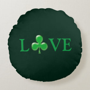 Coussins Ronds Saint Patrick's Day Love Green Clover Shamrock