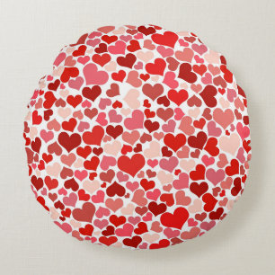 Coussins Ronds Saint Valentin Amour Coeurs rouges