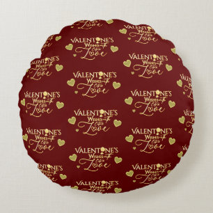 Coussins Ronds Saint-Valentin calligraphié rouge