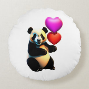 Coussins Ronds Saint Valentin, Panda & Heart Balloon, Saint Valen